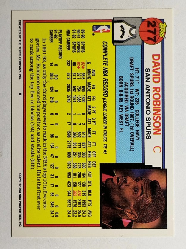 1992-93 Topps #277 David Robinson