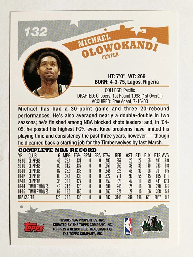 2005-06 Topps #132 Michael Olowokandi