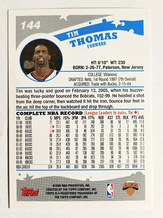 2005-06 Topps #144 Tim Thomas