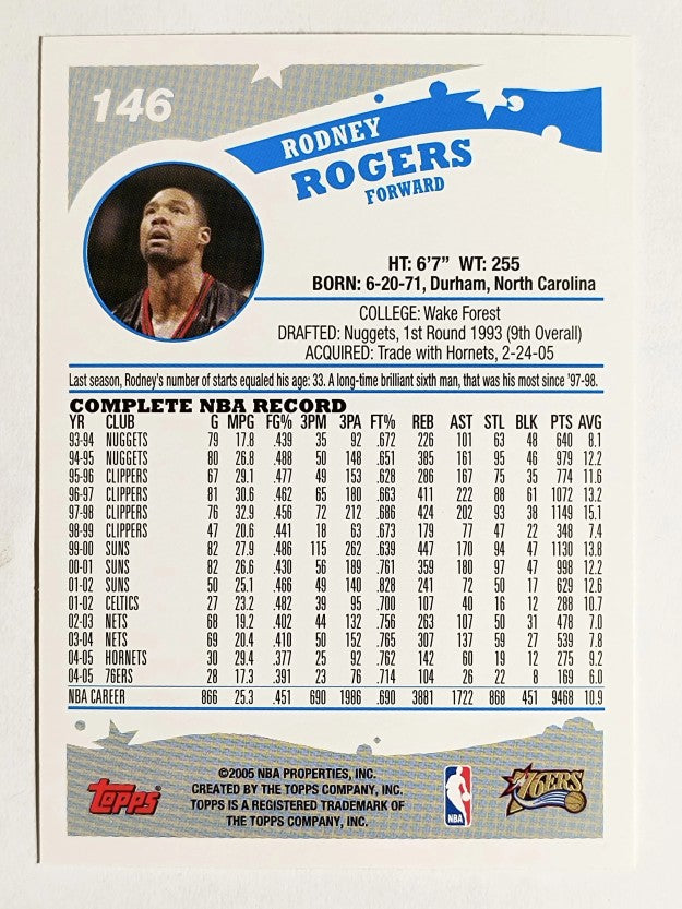 2005-06 Topps #146 Rodney Rogers