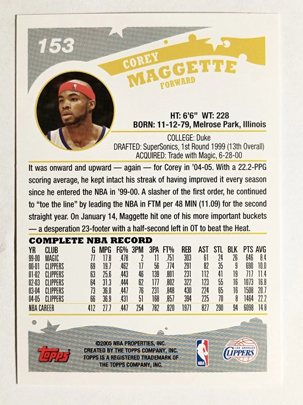 2005-06 Topps #153 Corey Maggette