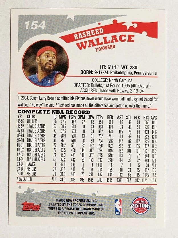 2005-06 Topps #154 Rasheed Wallace