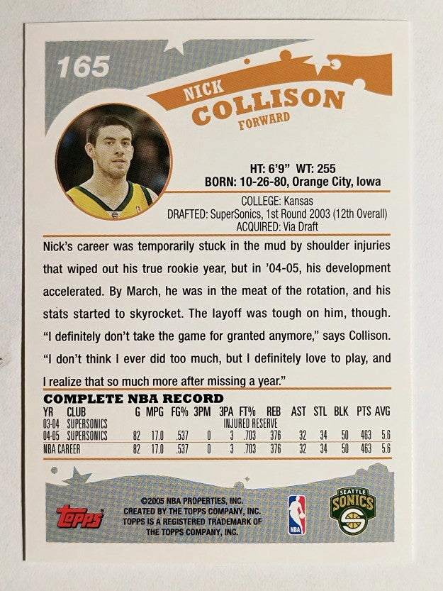 2005-06 Topps #165 Nick Collison