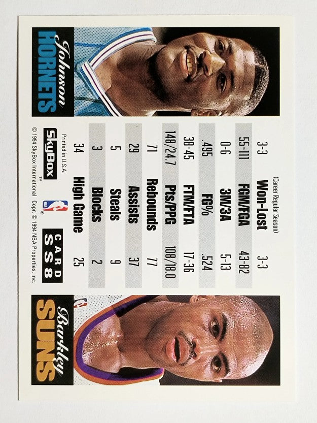 1993-94 SkyBox Premium Showdown Series #SS8 Larry Johnson/Charles Barkley