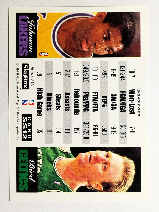 1993-94 SkyBox Premium Showdown Series #SS12 Magic Johnson/Larry Bird
