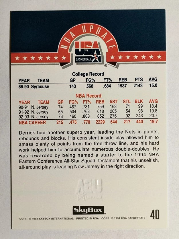 1994 SkyBox USA Gold #40 Derrick Coleman/NBA Update