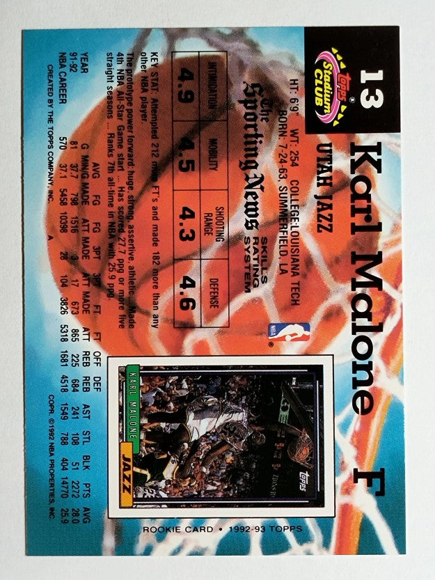 1992-93 Stadium Club #13 Karl Malone