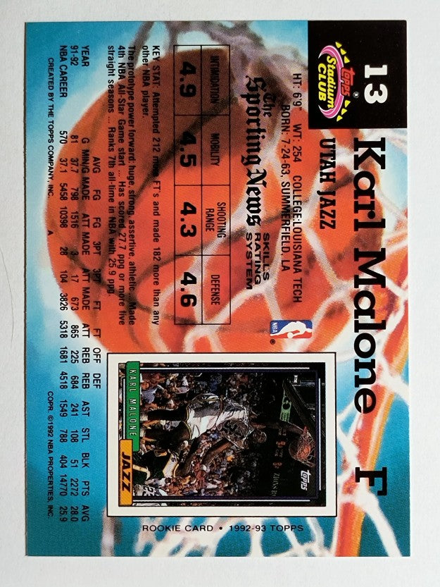 1992-93 Stadium Club #13 Karl Malone