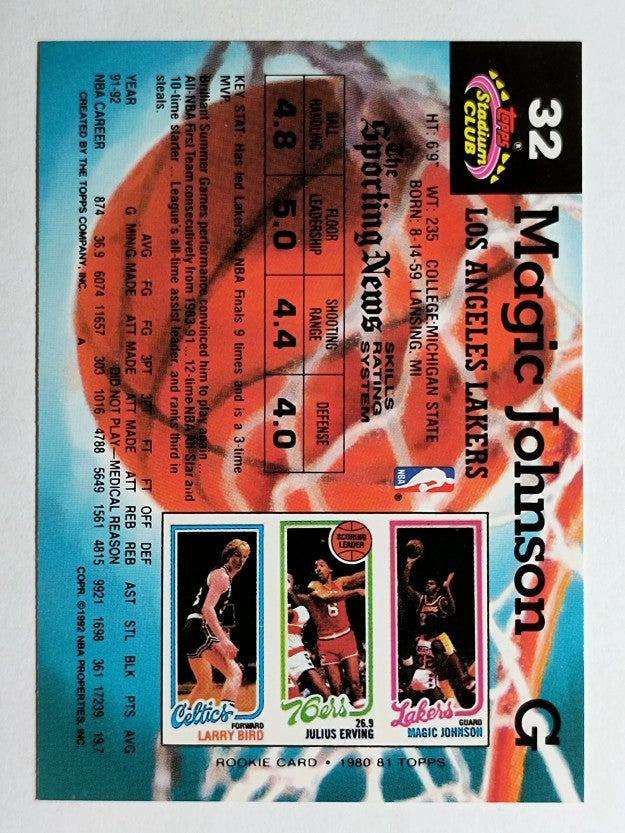 1992-93 Stadium Club #32 Magic Johnson