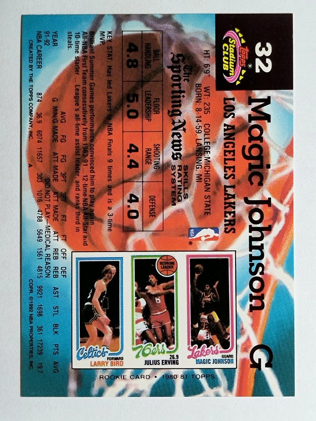 1992-93 Stadium Club #32 Magic Johnson