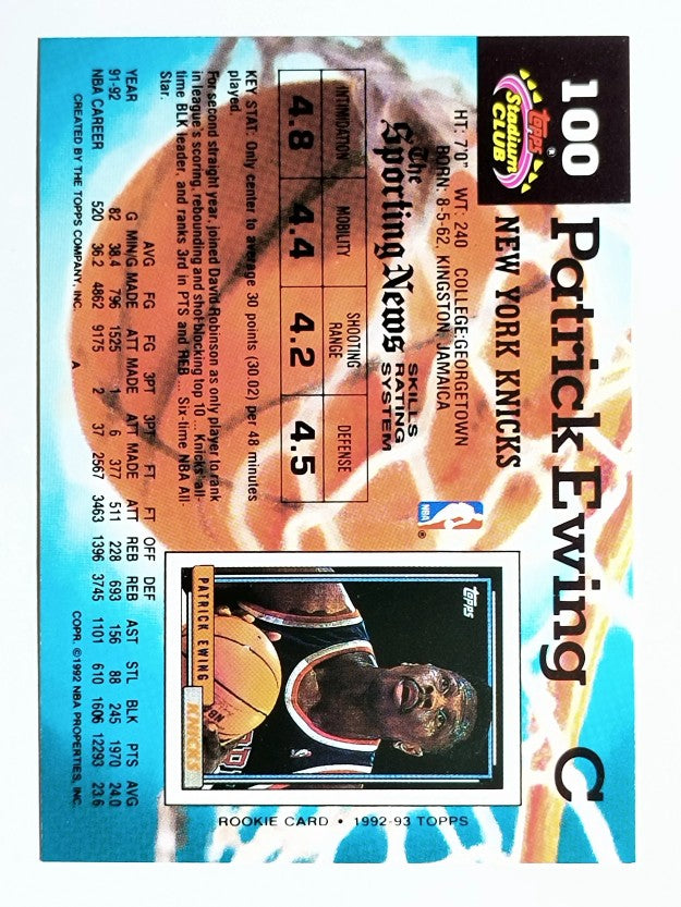 1992-93 Stadium Club #100 Patrick Ewing
