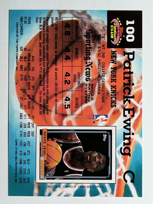 1992-93 Stadium Club #100 Patrick Ewing