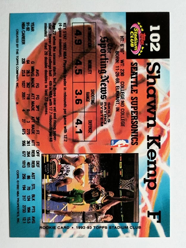 1992-93 Stadium Club #102 Shawn Kemp