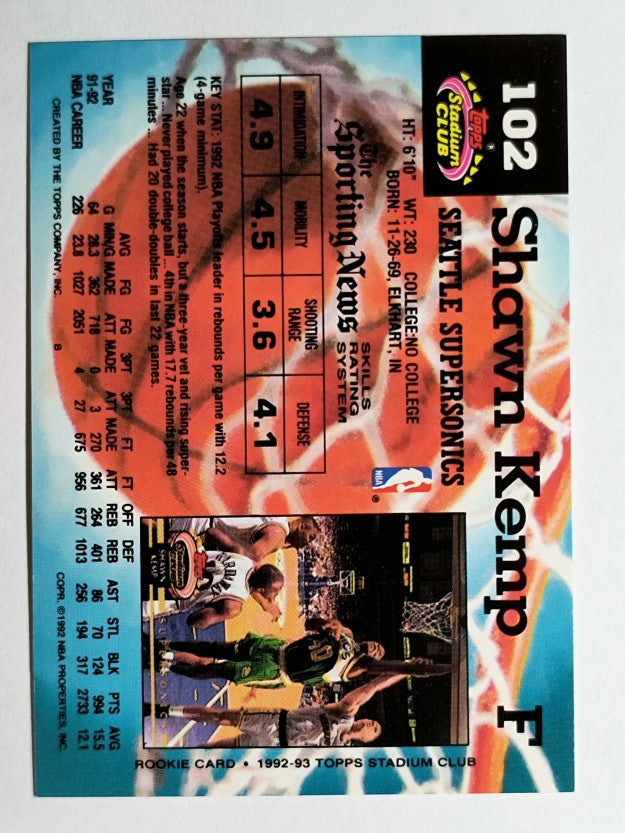 1992-93 Stadium Club #102 Shawn Kemp