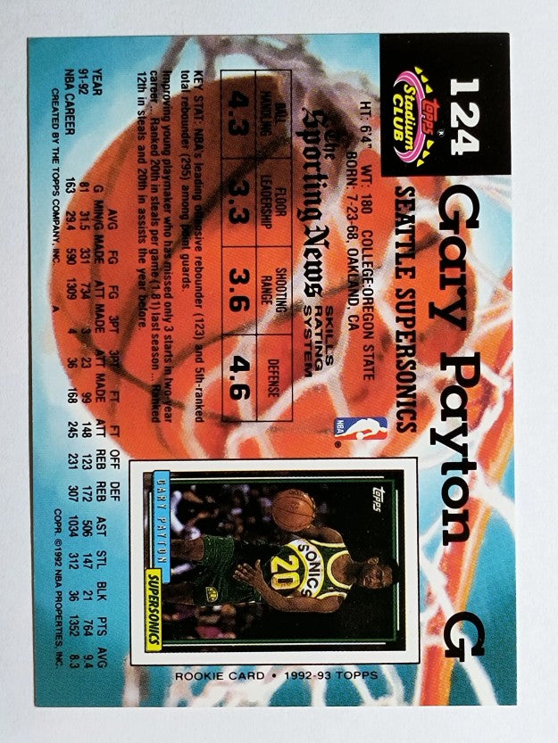 1992-93 Stadium Club #124 Gary Payton