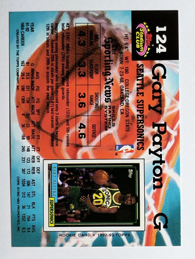 1992-93 Stadium Club #124 Gary Payton