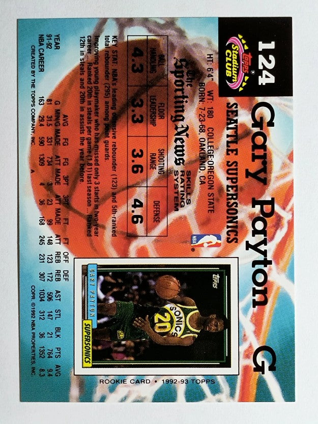 1992-93 Stadium Club #124 Gary Payton