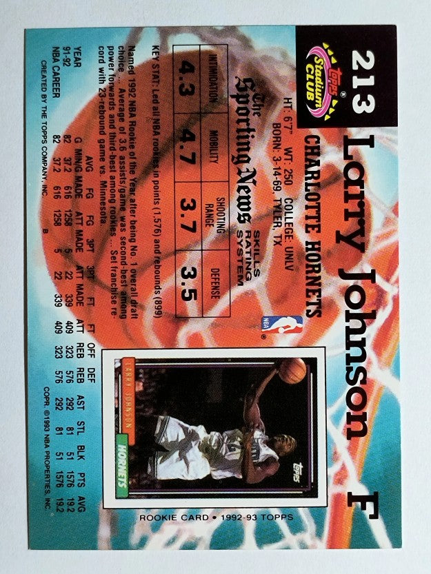 1992-93 Stadium Club #213 Larry Johnson