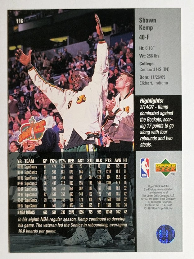 1997-98 Upper Deck #116 Shawn Kemp