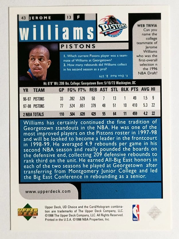 1998-99 UD Choice Preview #43 Jerome Williams