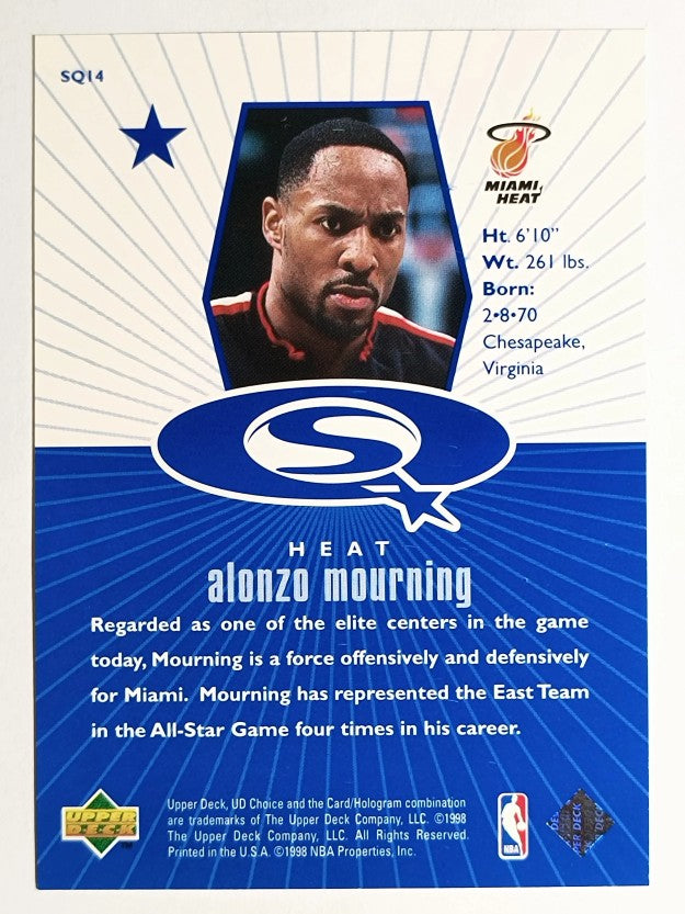 1998-99 UD Choice StarQuest Blue #SQ14 Alonzo Mourning