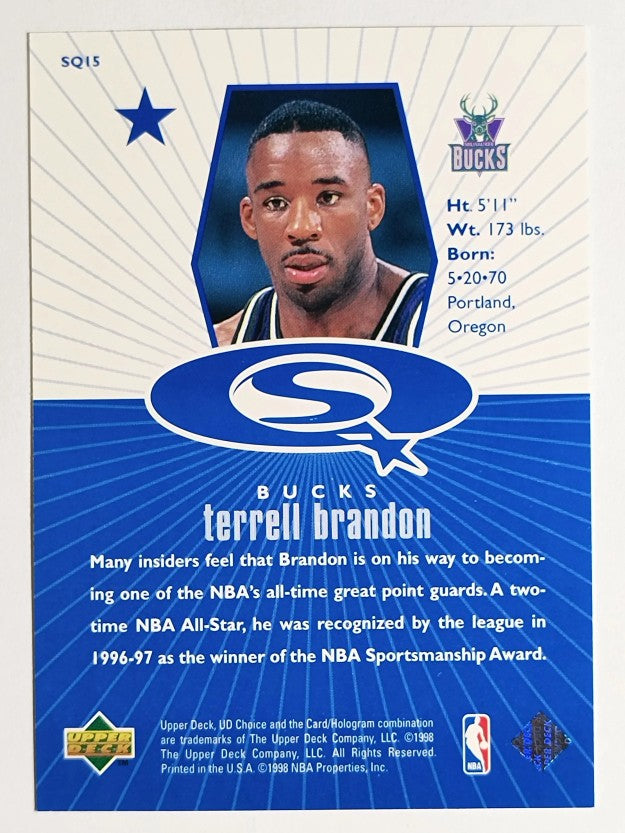 1998-99 UD Choice StarQuest Blue #SQ15 Terrell Brandon