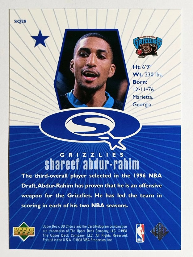 1998-99 UD Choice StarQuest Blue #SQ28 Shareef Abdur-Rahim