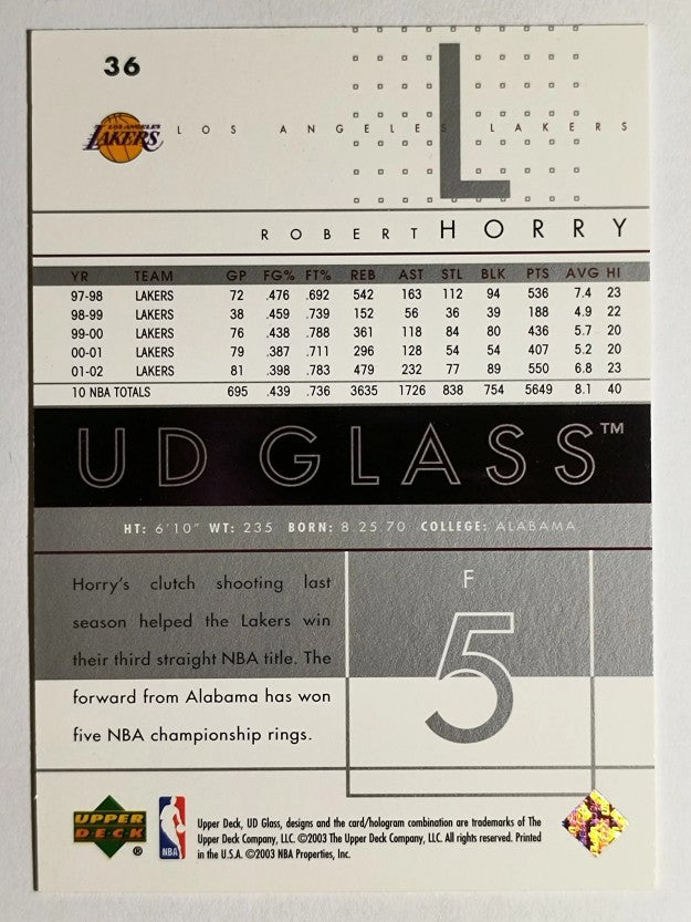 2002-03 UD Glass #36 Robert Horry