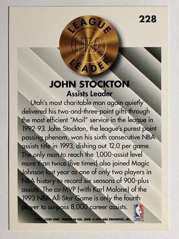1993-94 Fleer #228 John Stockton LL