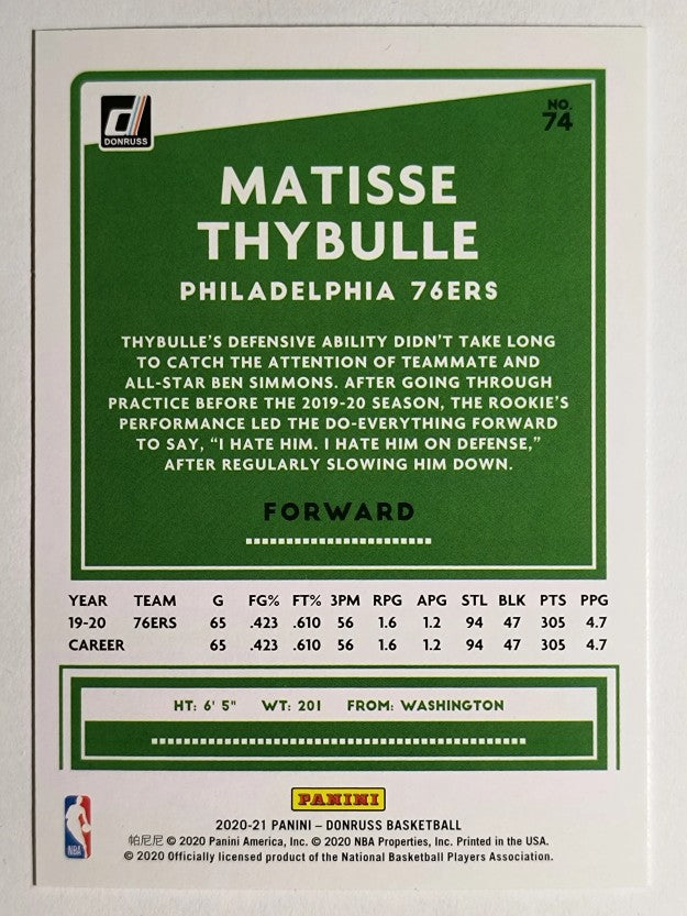 2020-21 Donruss #74 Matisse Thybulle