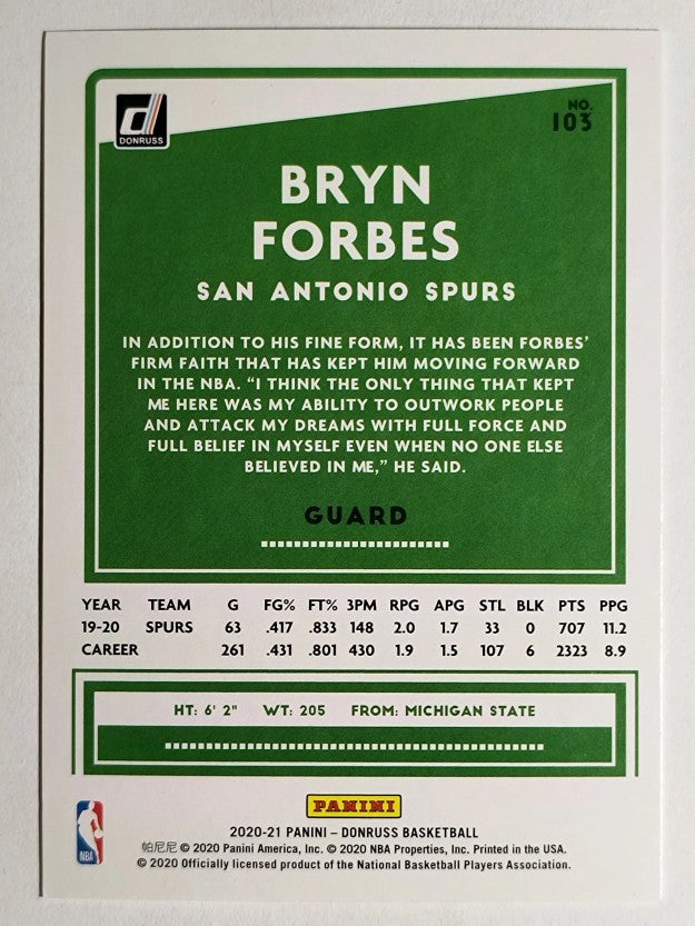 2020-21 Donruss #103 Bryn Forbes