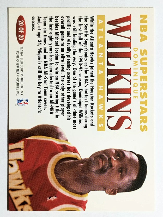 1993-94 Fleer NBA Superstars #20 Dominique Wilkins