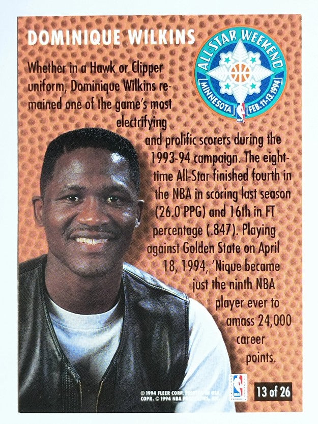 1994-95 Fleer All-Stars #13 Dominique Wilkins