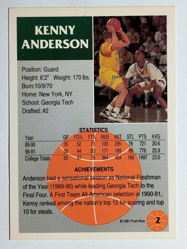 1991 Front Row #2 Kenny Anderson