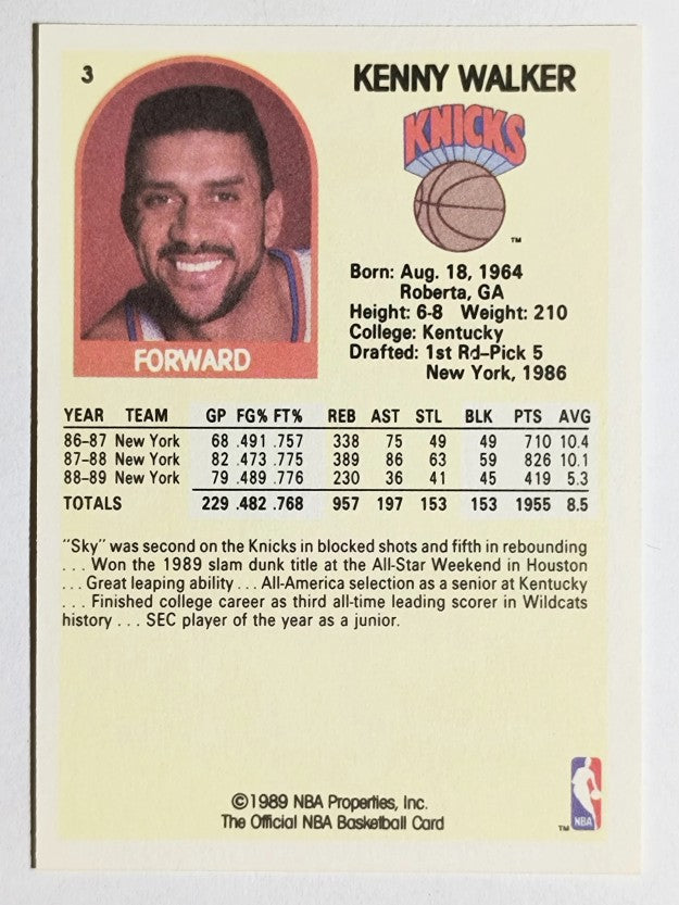 1989-90 Hoops #3 Kenny Walker
