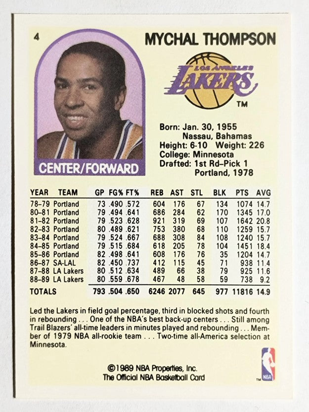 1989-90 Hoops #4 Mychal Thompson