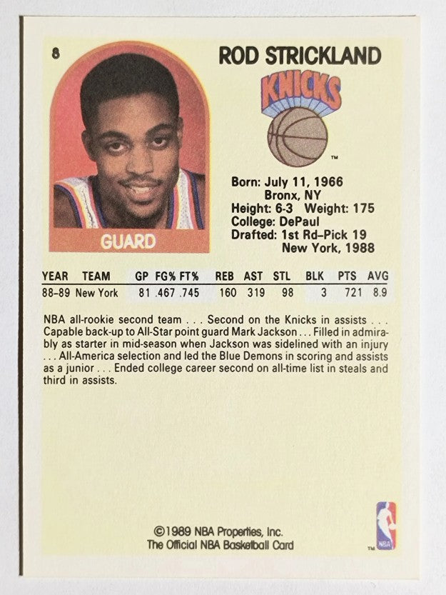 1989-90 Hoops #8 Rod Strickland RC