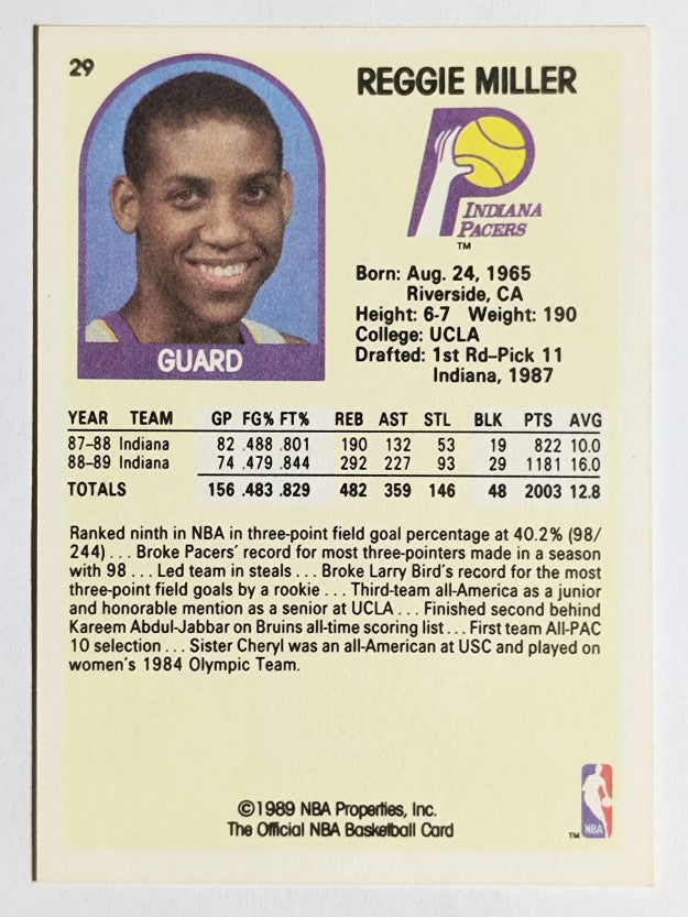 1989-90 Hoops #29 Reggie Miller
