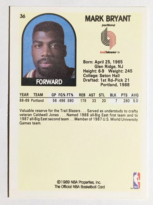 1989-90 Hoops #36 Mark Bryant RC