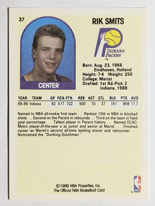 1989-90 Hoops #37 Rik Smits RC