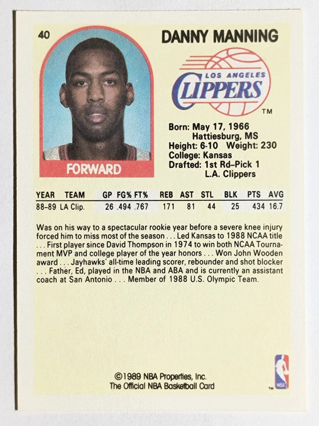 1989-90 Hoops #40 Danny Manning RC