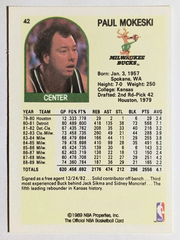 1989-90 Hoops #42 Paul Mokeski