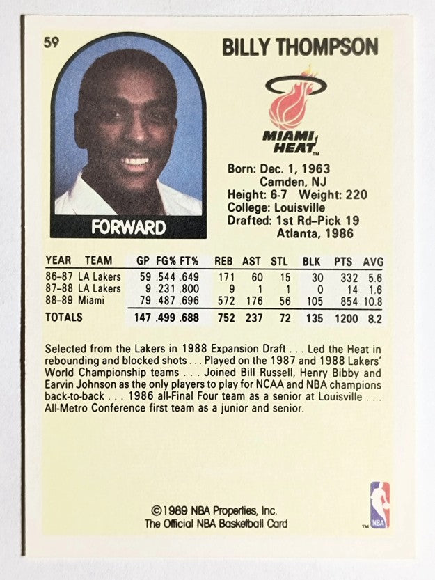 1989-90 Hoops #59 Billy Thompson