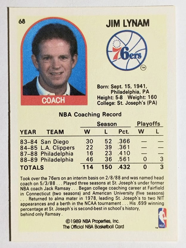 1989-90 Hoops #68 Jim Lynam CO