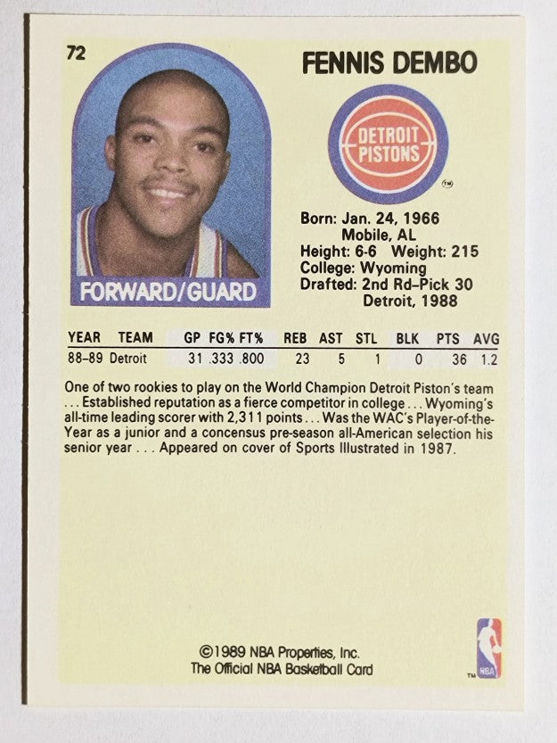1989-90 Hoops #72 Fennis Dembo