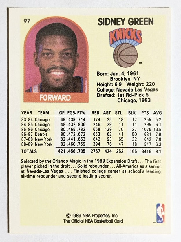 1989-90 Hoops #97 Sidney Green SP
