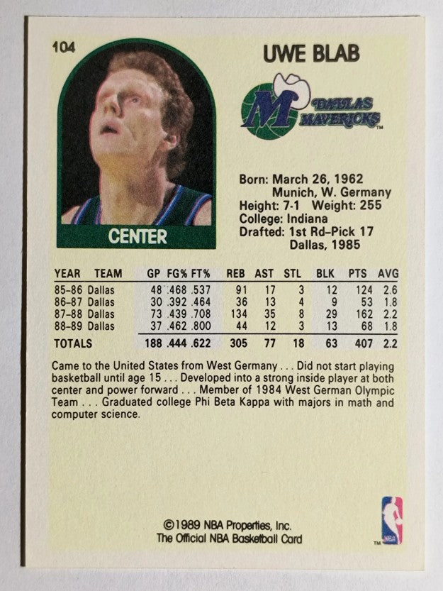 1989-90 Hoops #104 Uwe Blab SP