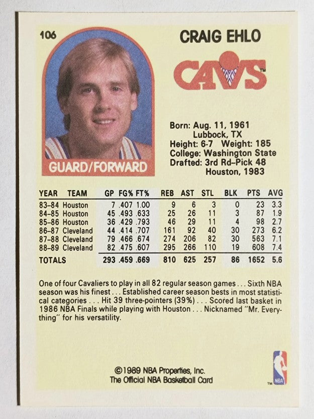 1989-90 Hoops #106 Craig Ehlo RC