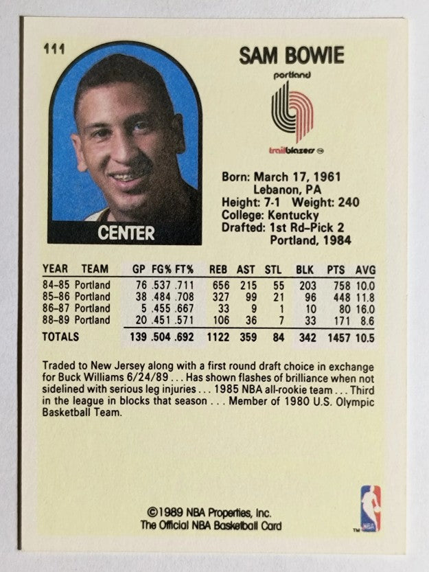 1989-90 Hoops #111 Sam Bowie SP