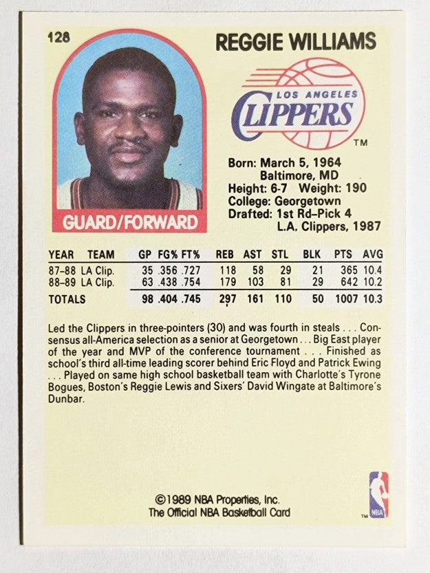 1989-90 Hoops #128 Reggie Williams RC